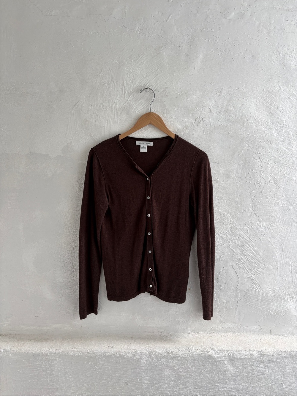 Woman’s medium vintage August silk, silk blend lightweight button down cardi